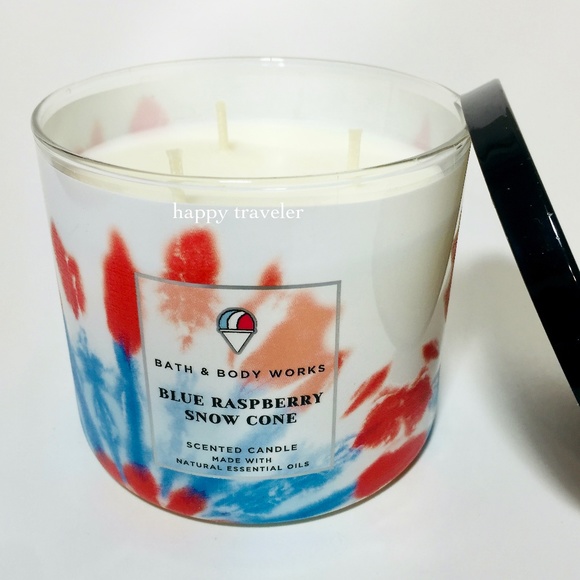 BLUE RASPBERRY SNOW CONE 3 Wick Candle - Picture 2 of 3